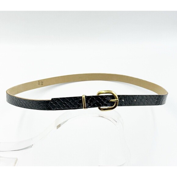Women Gold Buckle Snakeskin Pattern Dress Belt Slim Wide Size 12 - Picture 1 of 15